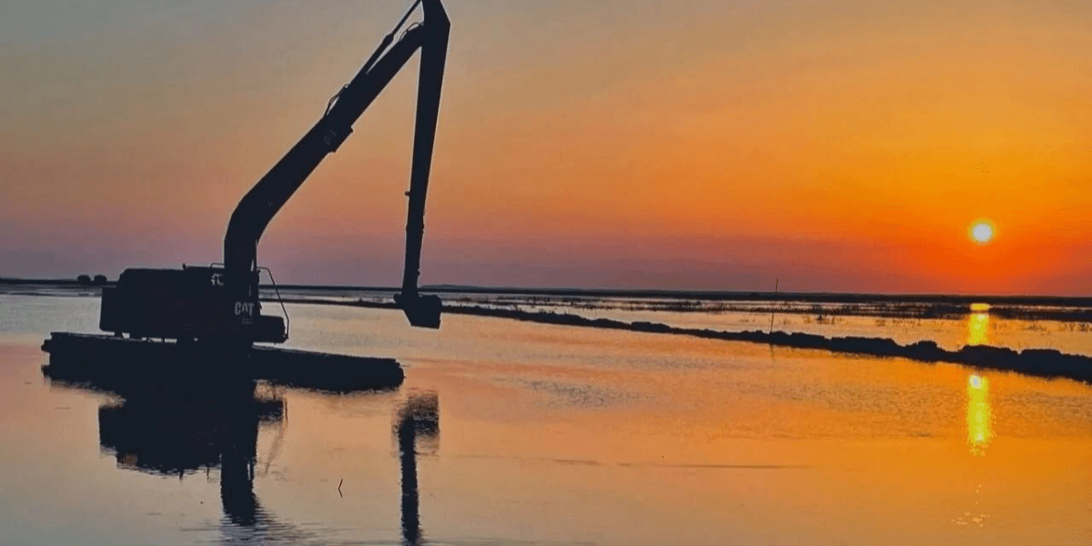 A large marsh excavator on the coash of Louisiana