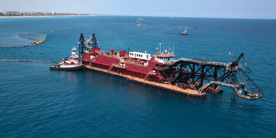 Dredging equipment doing deep-water trenching in the gulf