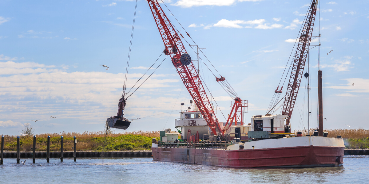 Dredging equipment on coastal construction project